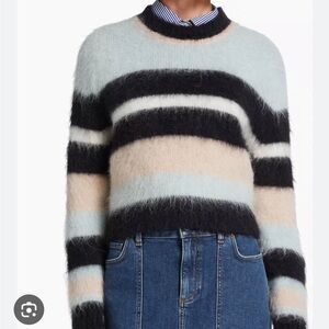Ba&sh Maria Striped Sweater, Crew Neck, Black/Blue/Pink Small